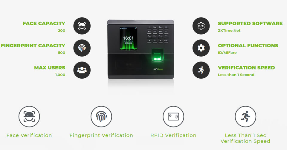 MB10 Multi - Biometric T&A and Access Control Terminal